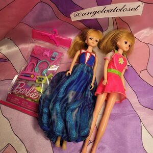 Takara Jenny Used Licca Doll Lot of 2 Barbie Fashion Pack Dresses Retro Vintage